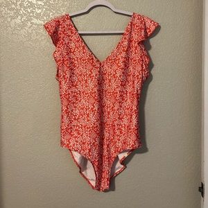 Summersalt The Ruffle Backflip Floral One Piece V Neck Swimsuit